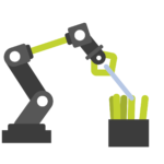 Roboterarm der ein Objekt greift